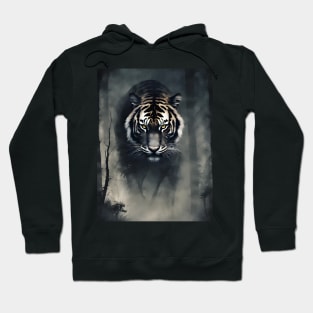 Tiger in the Foggy Dark Forest VIntage Art Hoodie